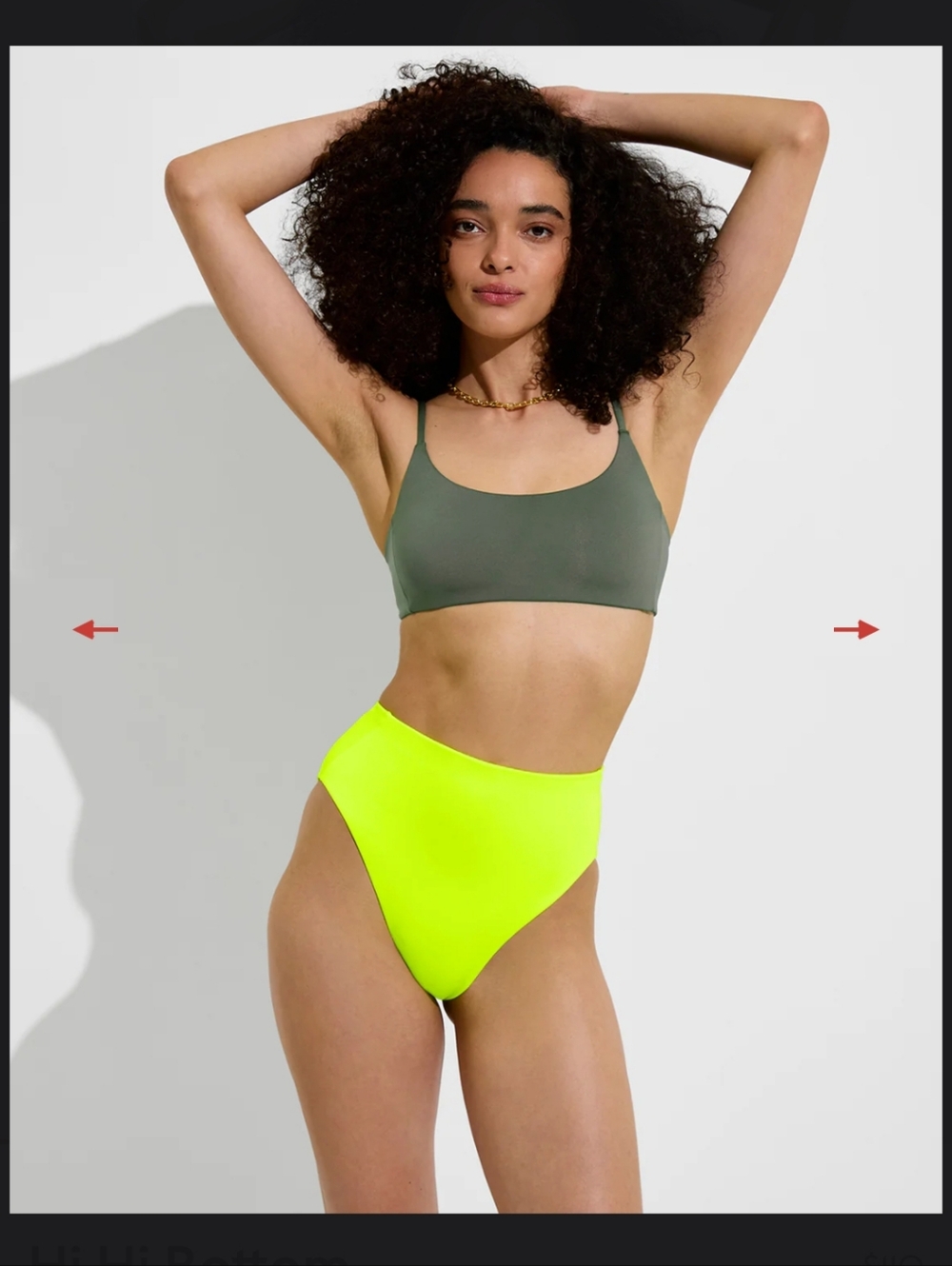 Left On Friday Hi Hi Bottom Bikini Neon Lime Green High Cut Swim Small modern